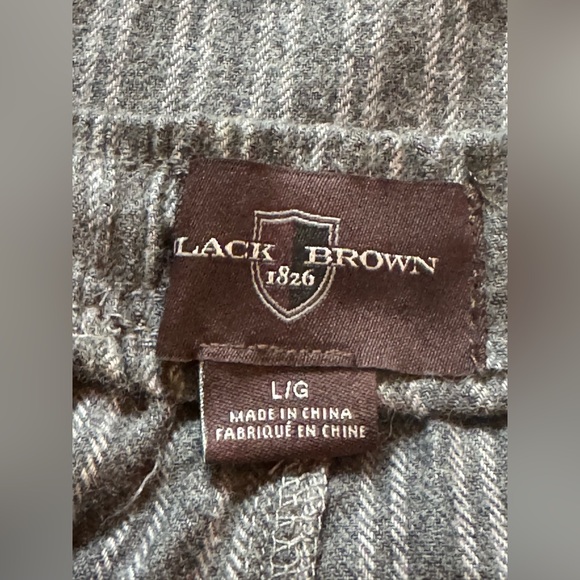 Black Brown 1826 Men's Gray Pinstripe cotton Lounge Set - Picture 7 of 8